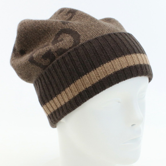 Gucci GG Cashmere Knit Hat Beanie Brown - Picture 1 of 4